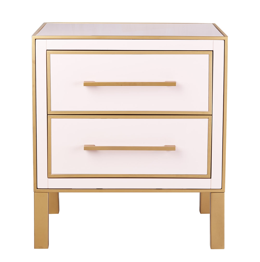 Emily Pink Lacquer Side Table by TOV Furniture Furnitureland South The World's Largest