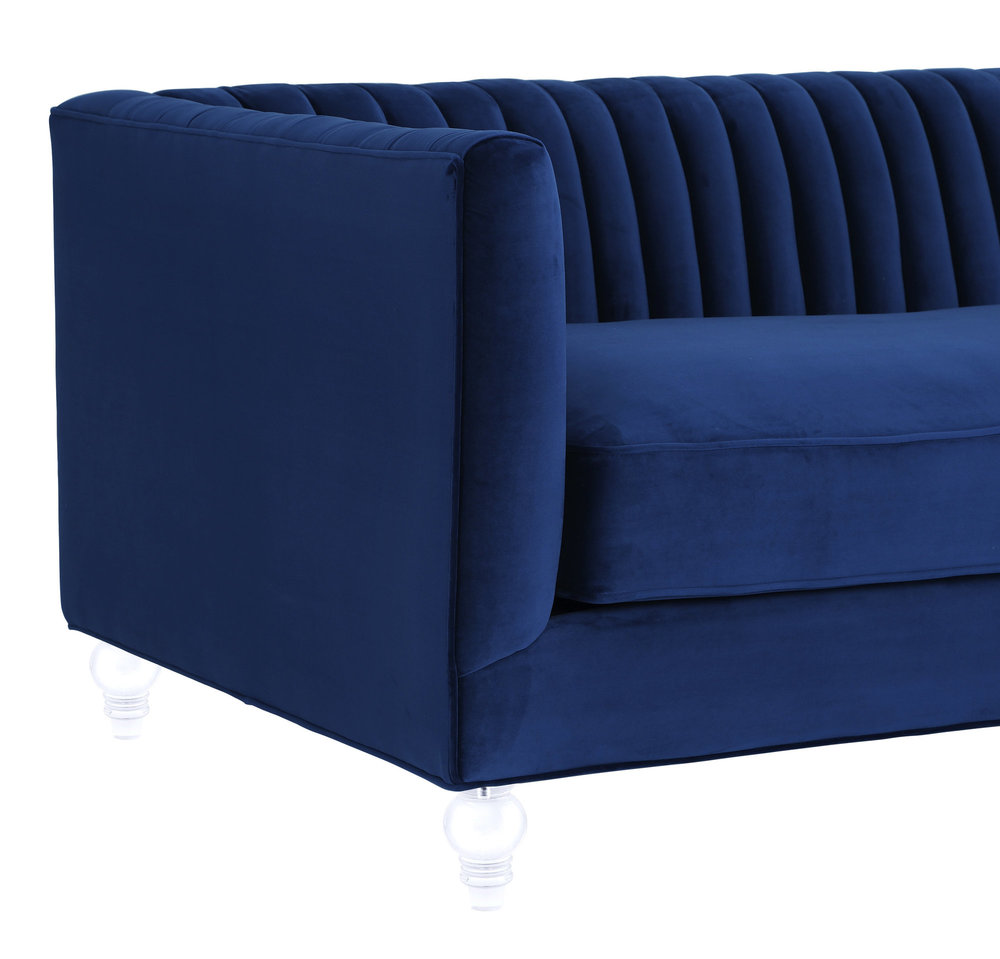 Aviator Blue Velvet Sofa by TOV Furniture Furnitureland