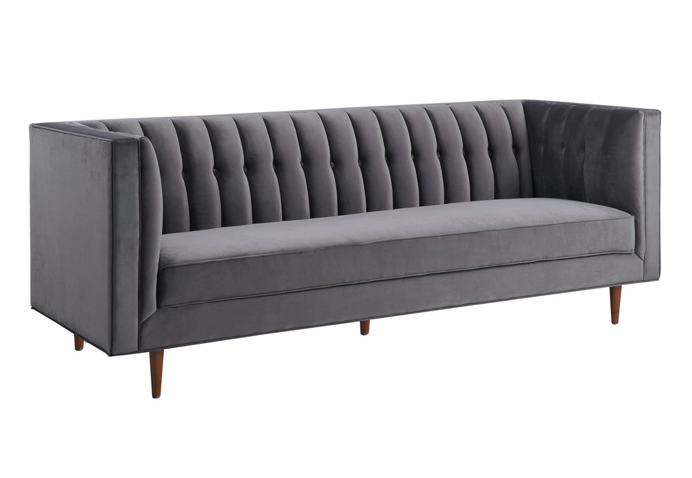 Sebastian Grey Velvet Sofa by TOV Furniture | Furnitureland South | The