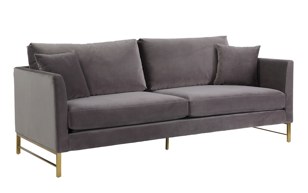 Massi Grey Velvet Sofa by TOV Furniture | Furnitureland South | The