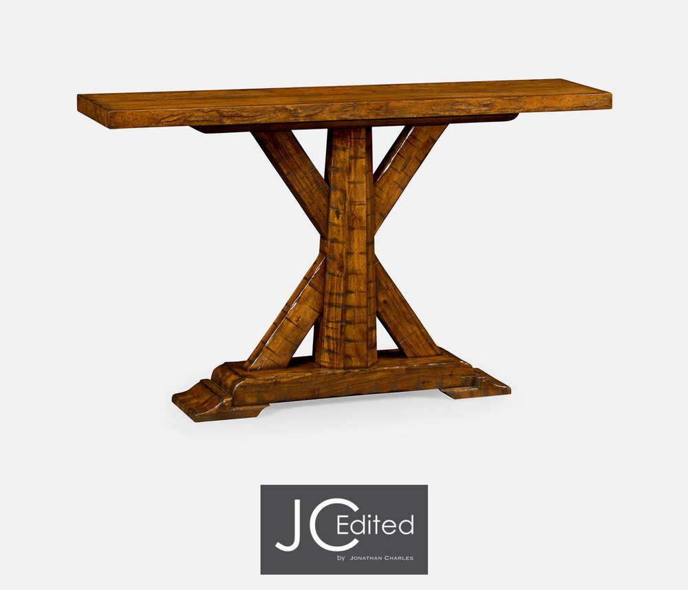 Country Walnut Rectangular Console Table by Jonathan Charles